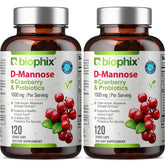 biophix Cranberry D-Mannose 1000mg supplement capsules front view