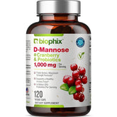 biophix D-Mannose 1000mg Cranberry Probiotic Capsules front view