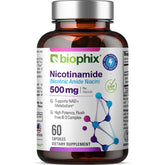 biophix Nicotinamide B3 (Niacin) 500mg Capsules bottle front view
