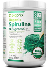 biophix Organic Spirulina Powder front view in family-sized jar