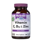 BlueBonnet Vitamin C D3 Zinc 100 Vegetable Capsules front view