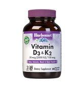 BlueBonnet Vitamin D3 & K2 Vegetable Capsules front view