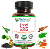 Bodymune Blood Sugar Blend supplement front view with packaging