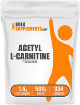BulkSupplements Acetyl L-Carnitine 1.5g Powder 500g front view
