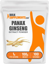 BulkSupplements Ginseng Extract Powder 100g front view