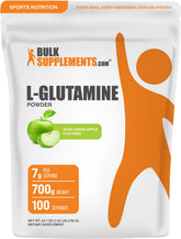 BulkSupplements L-Glutamine Sour Green Apple Powder 700g front view