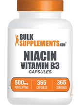BulkSupplements Niacin B3 Vitamin 500mg capsules bottle front view