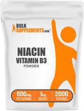 BulkSupplements Niacin Powder 500mg front view packaging
