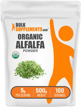BulkSupplements Organic Alfalfa Grass Powder 500g front view