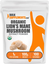 BulkSupplements Organic Lion's Mane Extract Powder 100g front view
