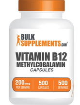 BulkSupplements Vitamin B12 Methylcobalamin 180mcg capsules front view