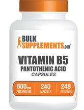 BulkSupplements Vitamin B5 Pantothenic Acid 500mg capsules front view