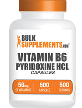 BulkSupplements Vitamin B6 Pyridoxine HCl 50mg capsules front view