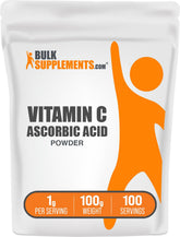 BulkSupplements Vitamin C Ascorbic Acid Powder 100g front view