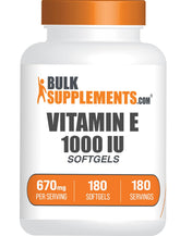 BulkSupplements Vitamin E 1000 IU softgels front view
