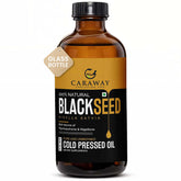CARAWAY Cold Pressed Black Seed Oil 280g amber glass bottle front view