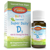 Carlson Baby's Plant-Based Super Daily D3 400 IU Vitamin D3 bottle front view