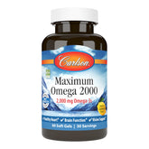 Carlson Omega-3 Fish Oil 2000mg lemon flavour soft gels front view