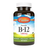Carlson Vitamin B12 1000 mcg lemon chewable tablets front view