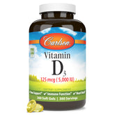 Carlson Vitamin D3 5000 IU soft gel capsules front view