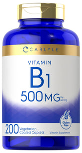 Carlyle B1 Thiamine 500mg caplets bottle front view