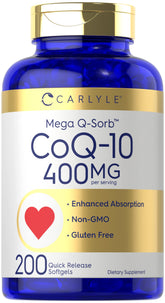 Carlyle CoQ10 400mg Mega Q-Sorb Softgels front view
