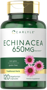 Carlyle Echinacea Herbal Supplement 100 Vegetarian Capsules front view