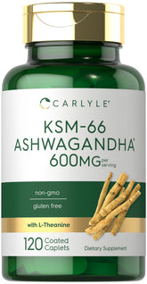 Carlyle KSM-66 Ashwagandha 600mg vegan capsules front view