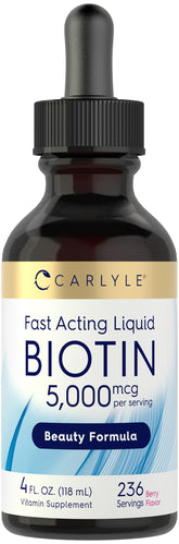 Carlyle Liquid Biotin 5000 mcg berry flavour front view