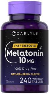 Carlyle Melatonin 10mg Fast Dissolve Tablets 240 Count Berry Flavor front view