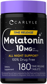 Carlyle Melatonin 10mg Time Release Tablets 180 Count front view