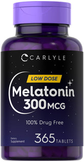 Carlyle Melatonin 300 mcg 365 tablets front view