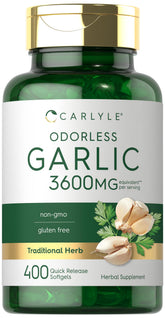 Carlyle Odorless Garlic Softgels front view with packaging