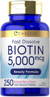 Carlyle Ultra Biotin 5000 mcg tablet front view