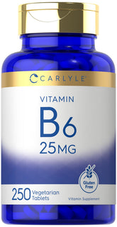 Carlyle Vitamin B6 25mg vegetarian tablets front view