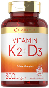 Carlyle Vitamin K2 + D3 Softgels front view with packaging