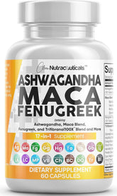 Clean Nutraceuticals Ashwagandha & Maca Root Capsules front view