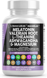 Clean Nutraceuticals Melatonin 10mg Valerian Root Capsules front view