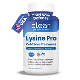 Clear Probiotics L-Lysine Supplement 60 Capsules front view