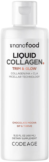 Codeage Liquid Collagen & CLA Supplement 490g chocolate flavour front view