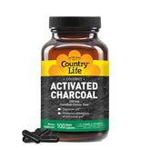 Country Life Activated Charcoal Vegan Capsules front view