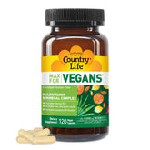 Country Life Max for Vegans blended vitamin and mineral supplement front view