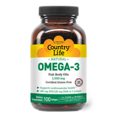 Country Life Omega-3 Fish Oil Softgels front view with packaging