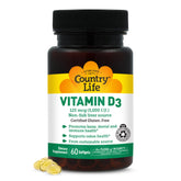 Country Life Vitamin D3 5000 IU Softgels front view