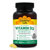 Country Life Vitamin D3 High Potency 200 Softgels front view