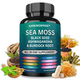 Darkingwings Organic Sea Moss Capsules front view with packaging