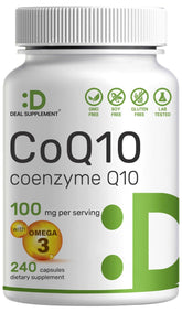 DEAL SUPPLEMENT CoQ10 with Omega 3 240 capsules front view