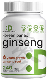 DEAL SUPPLEMENT Korean Red Panax Ginseng Softgels bottle front view