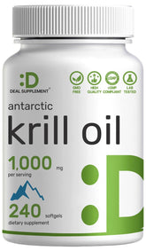 DEAL SUPPLEMENT Krill Oil Softgels 1000mg front view