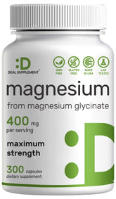 DEAL SUPPLEMENT Magnesium Glycinate Capsules 400mg front view